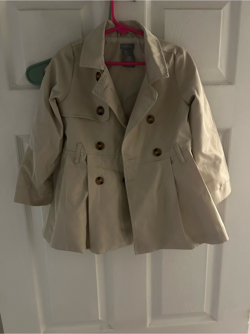 Tahari Beige Double-Breasted Pea Coat for Kids